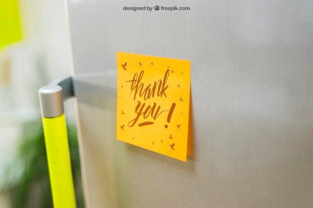 Download Sticky Note On Fridge Mockup Psd Free Psd Resources