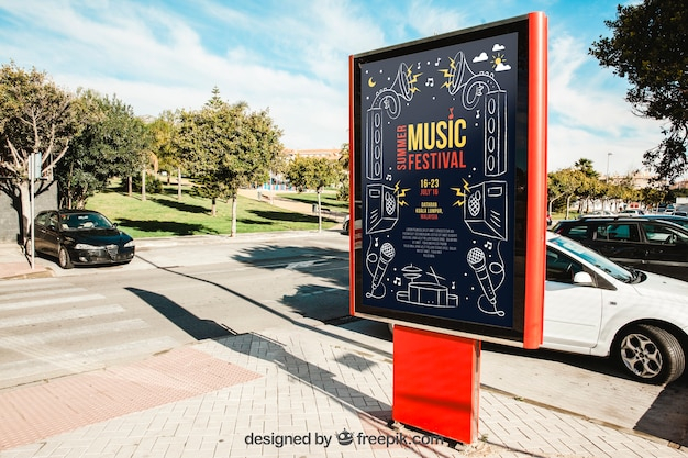 Download Mupi Mockup In Front Of Parked Cars Psd Free Psd Resources