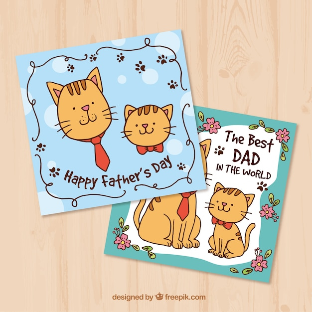 Decorative Greeting Cards With Hand Drawn Cats For Father S Day Nohat Free For Designer