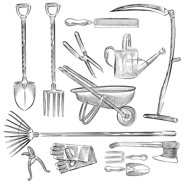 Illustration Of A Set Of Gardening Tools Nohat Free For Designer