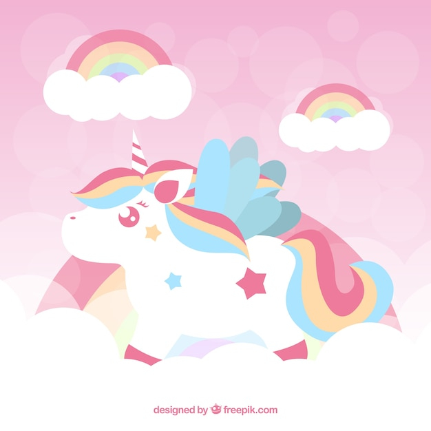 Pink Unicorn Background With Rainbow Nohat