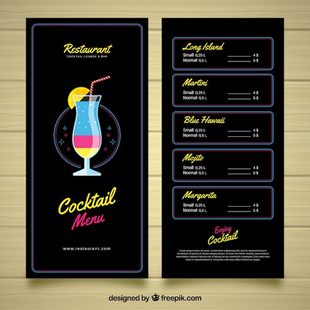 Cocktail Menu Template With Elegant Style Nohat