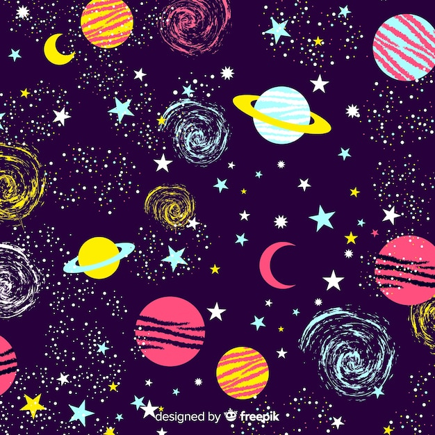 Lovely Hand Drawn Galaxy Background Nohat