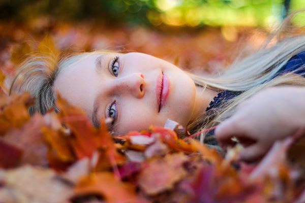 Image result for beautiful blond in leaves