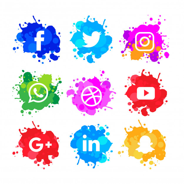 Modern Watercolor Slash Social Media Icons Pack Nohat Free For Designer