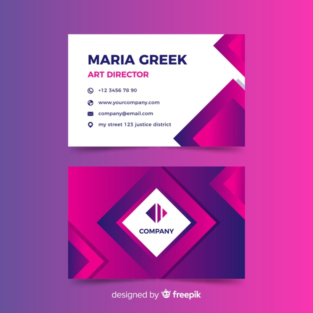 Abstract Duotone Gradient Business Card Free Vector Nohat