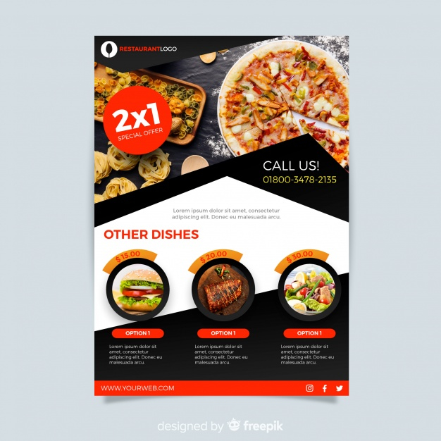 Modern Pizza Restaurant Flyer Template Free Vector Nohat Free For Designer