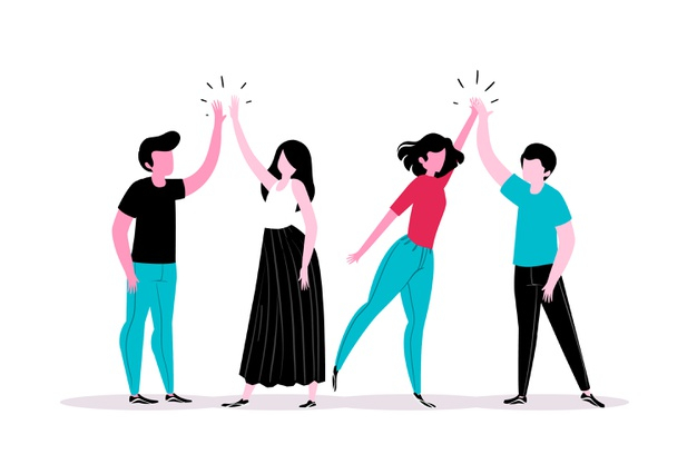 Young people giving high five concept Free Vector - Nohat