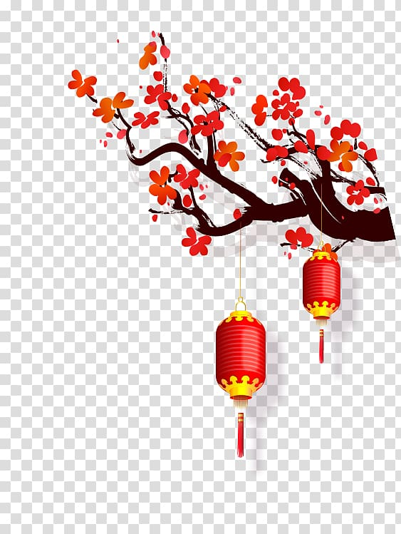 Chinese New Year Yi Ci Lantern Plum Flower Transparent Background Png Clipart Png Free Transparent Image