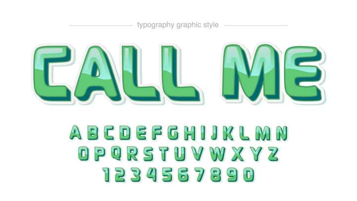 Download Glossy Green Abstract Irregular Cartoon Alphabet Nohat Free For Designer