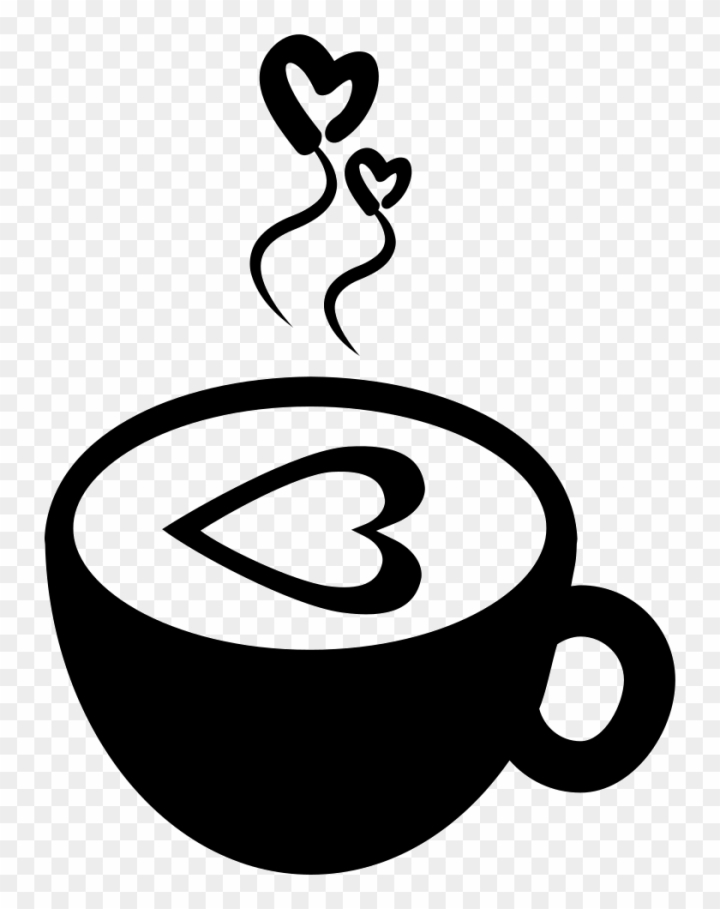 Download Hot Coffee Cup With Hearts Svg Png Icon Free Download Black And White Heart Coffee Latte Clipart Png Free Transparent Image